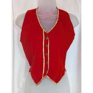 Girl's Art Stone Red Christmas Nutcracker Tuxedo Vest W/ Gold Trim Sz S